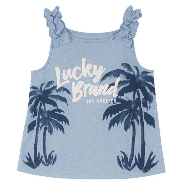 NWT 🍀 Lucky Brand Girls 2-piece Summer Top and Short Set in Blue Multi - Picture 4 of 11